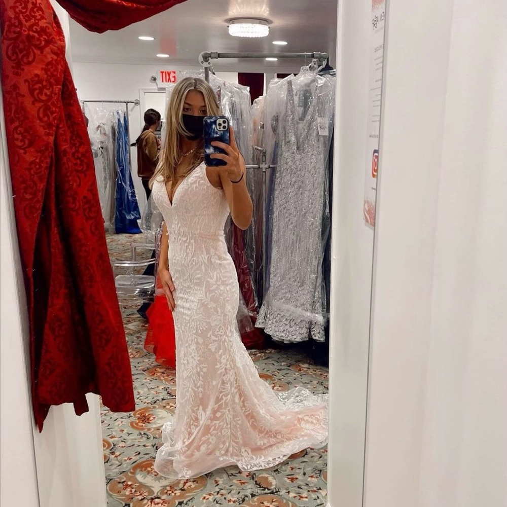 Golden Asp blush pink/white lace Prom Dress